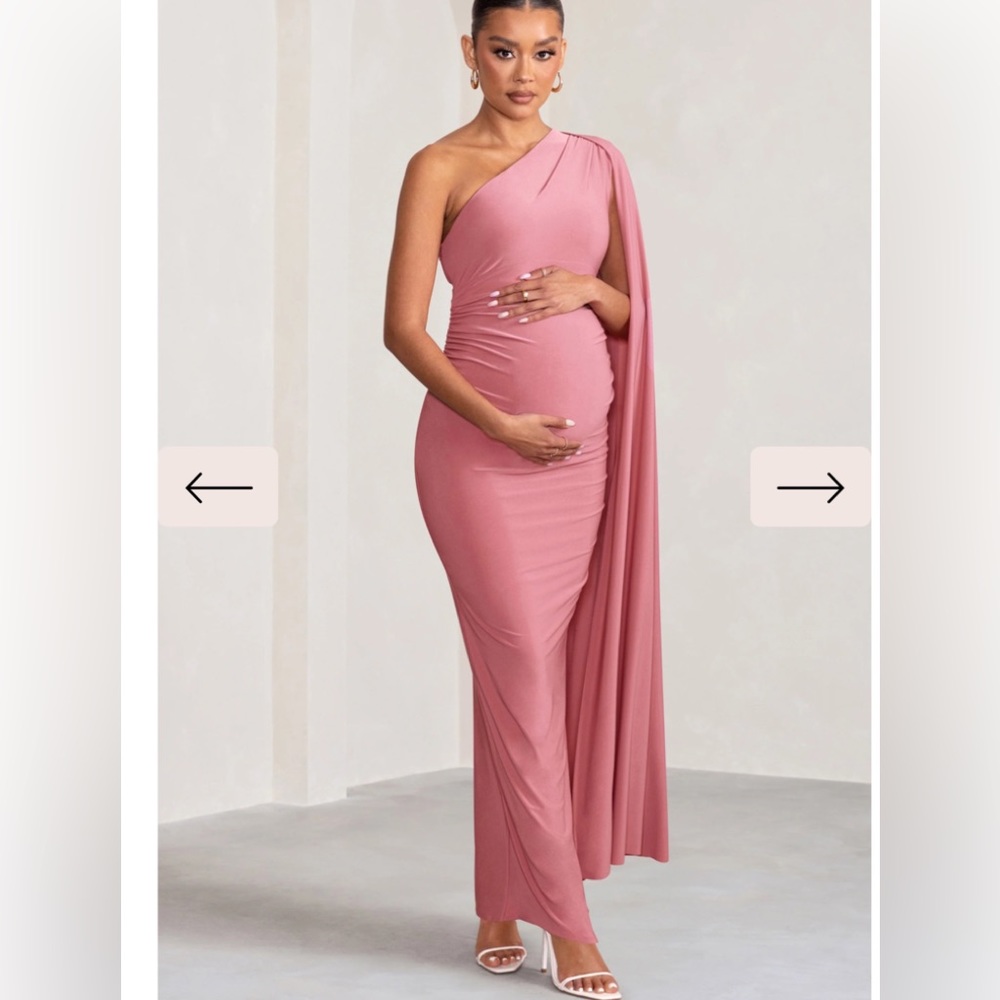 CLUB L London Blush Maternity One Shoulder Dress